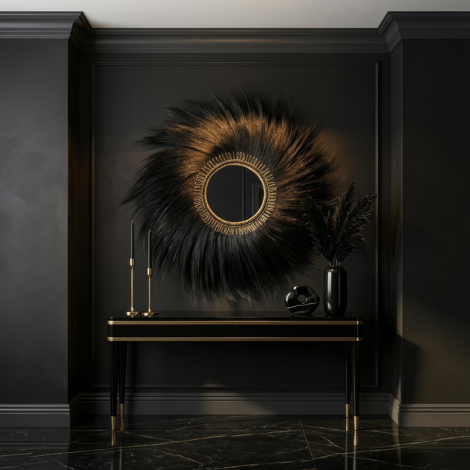 Dekoratyvinis sieninis veidrodis „Black Sun“