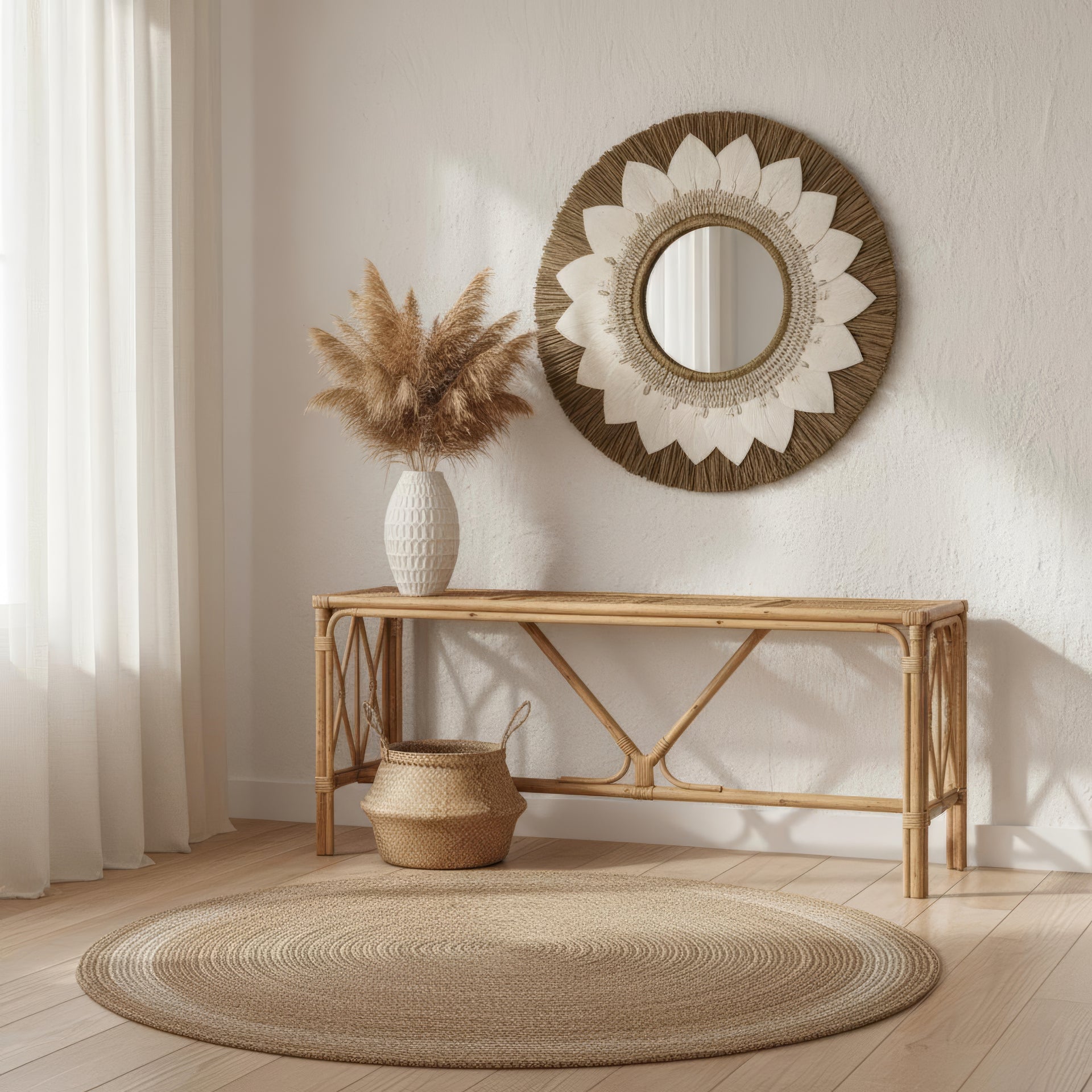 Dekoratyvinis sieninis veidrodis „Boho Saulė“